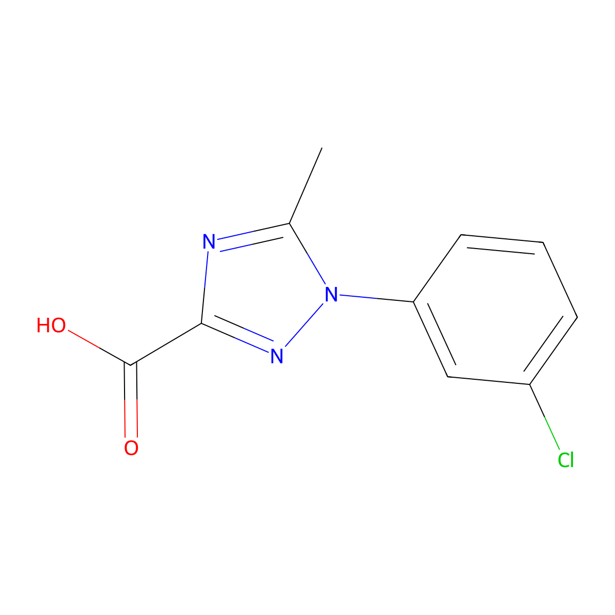 1-(3-chlorophenyl)-5-methyl-1H-1,2,4-triazole-3-carboxylic acid molecular structure, CAS 1060795-68-7