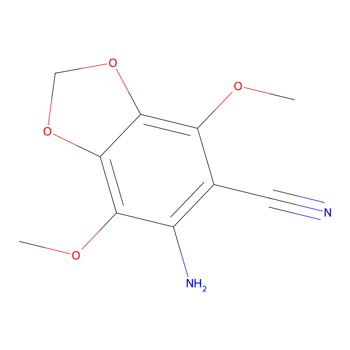 6-Amino-4,7-Dimethoxy-2H-1,3-benzodioxole-5-carbonitrile molecular structure, CAS 1060795-76-7