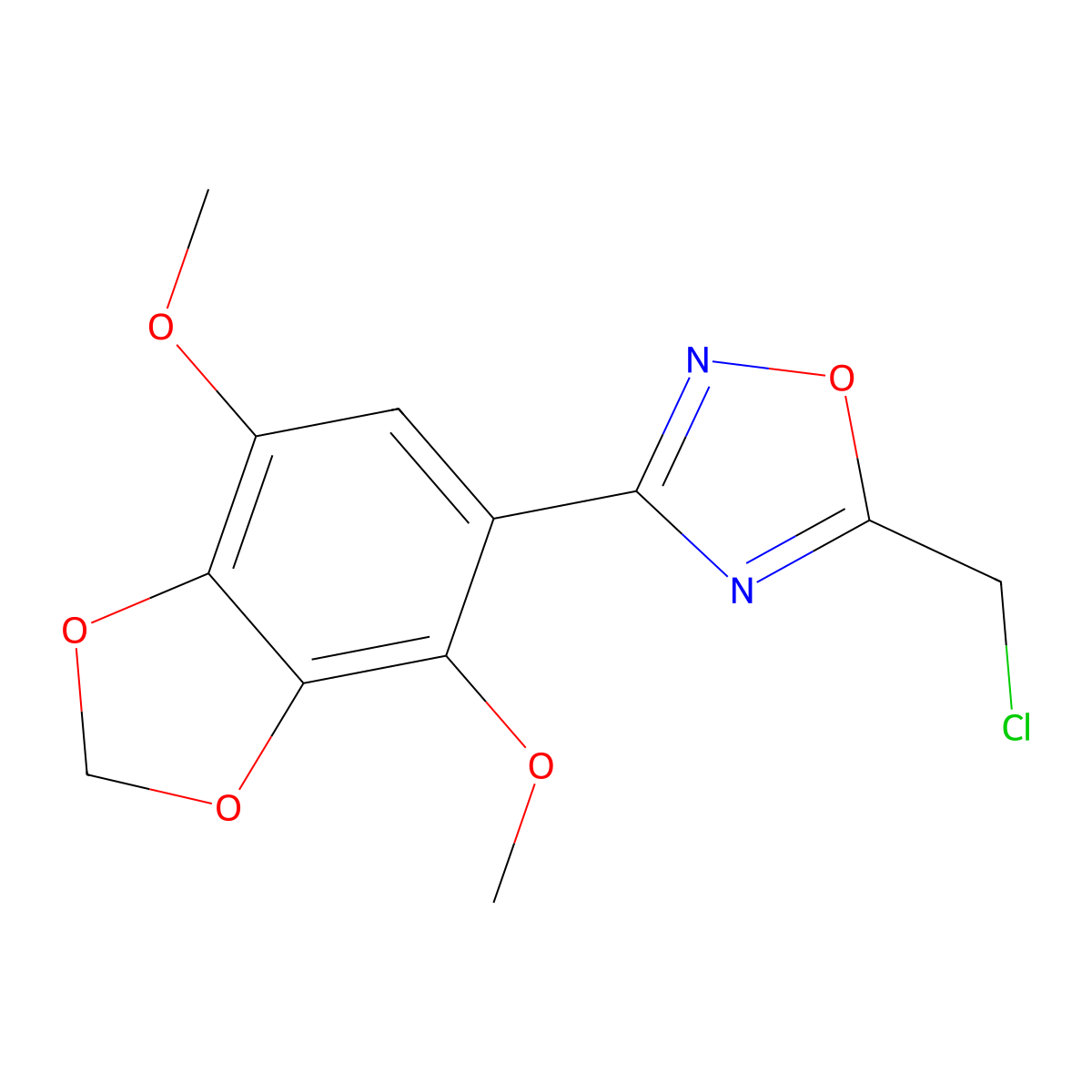5-(Chloromethyl)-3-(4,7-dimethoxy-1,3-benzodioxol-5-yl)-1,2,4-oxadiazole molecular structure, CAS 1060795-81-4