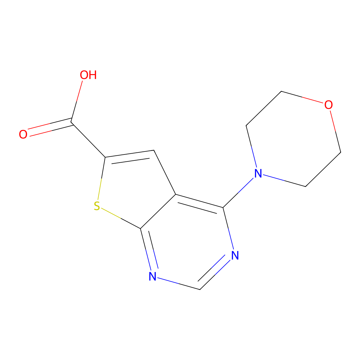4-(4-Morpholinyl)thieno[2,3-d]pyrimidine-6-carboxylic acid molecular structure, CAS 1060796-07-7