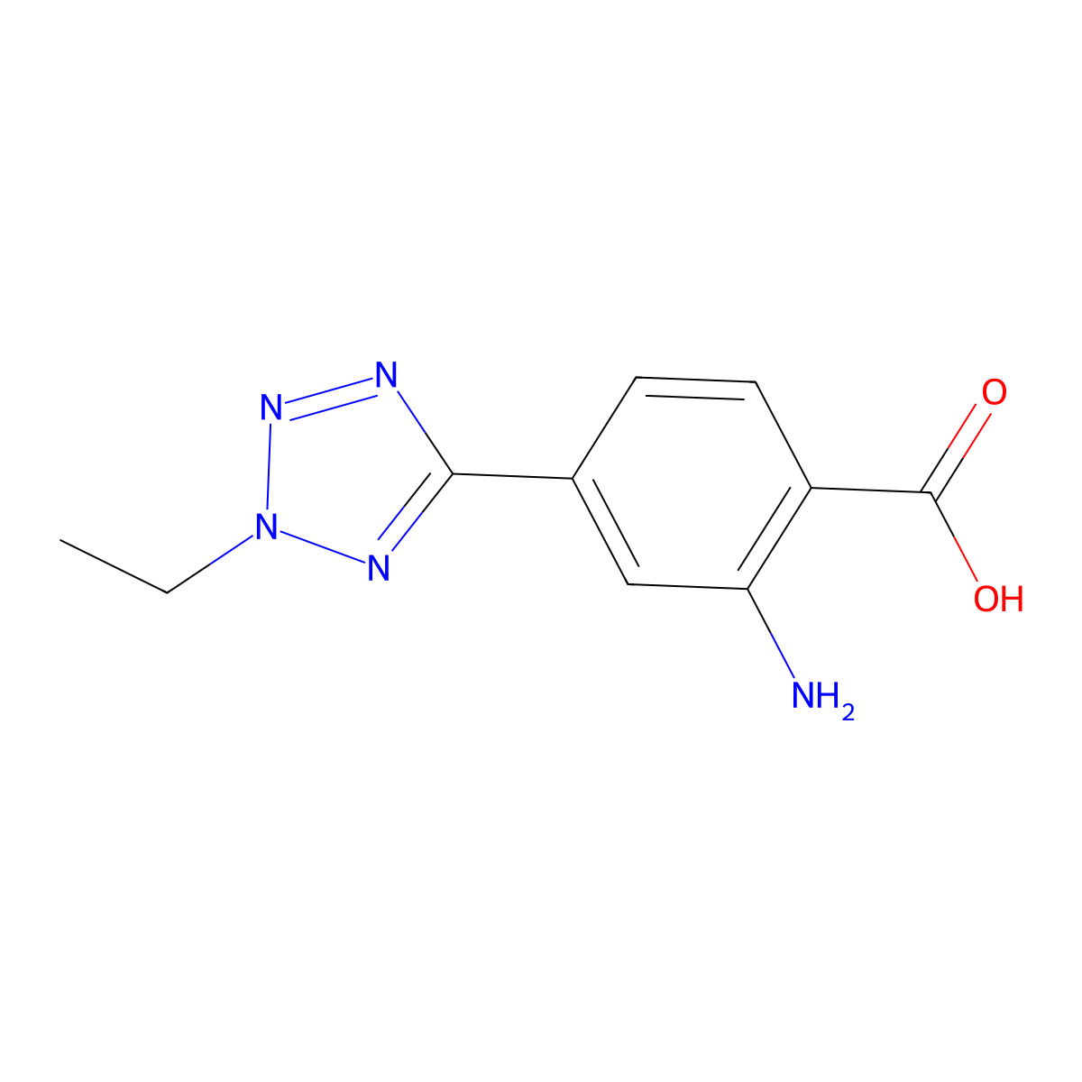 2-amino-4-(2-ethyl-2H-tetrazol-5-yl)benzoic acid molecular structure, CAS 1060796-11-3