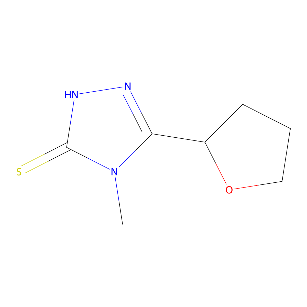 4-Methyl-5-(oxolan-2-yl)-1,2,4-triazole-3-thiol molecular structure, CAS 1060797-29-6