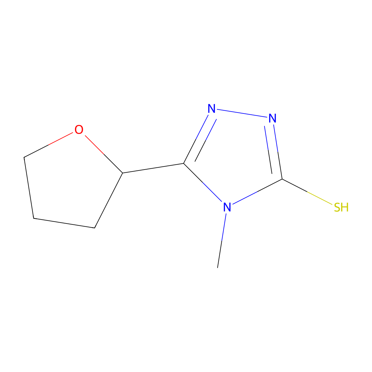 4-Methyl-5-(oxolan-2-yl)-1,2,4-triazole-3-thiol molecular structure, CAS 1060797-29-6