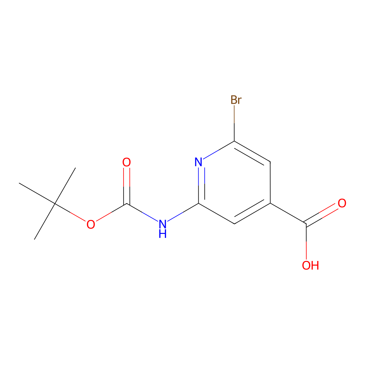 2-Bromo-6-(tert-butoxycarbonylamino)isonicotinic acid molecular structure, CAS 1060801-22-0