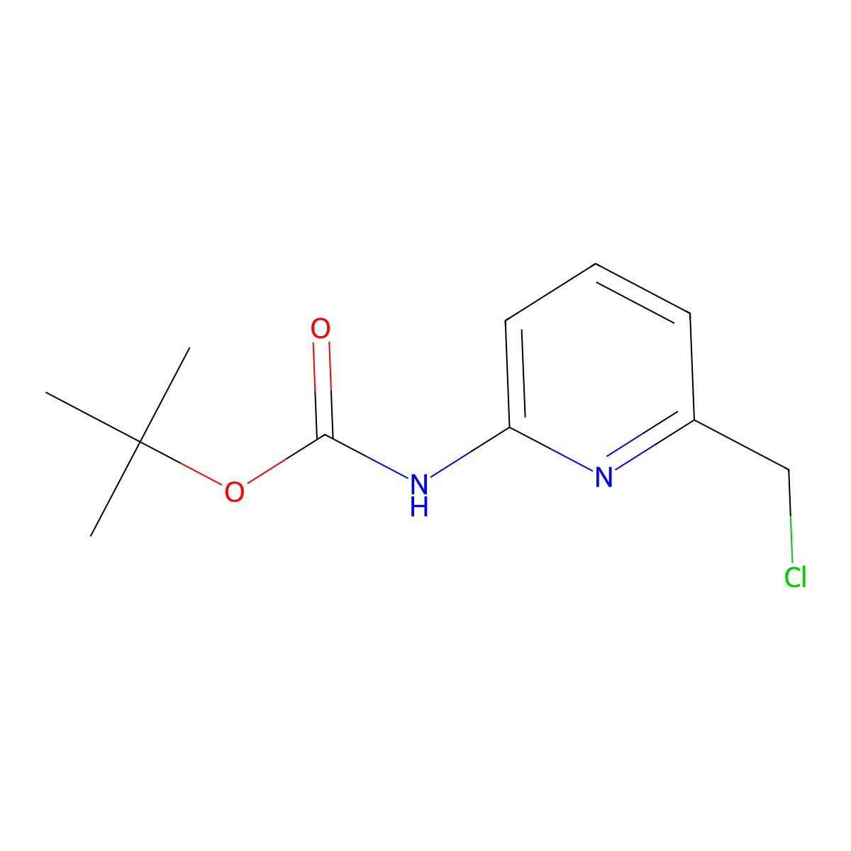 tert-Butyl (6-(chloromethyl)pyridin-2-yl)carbamate molecular structure, CAS 1060801-25-3