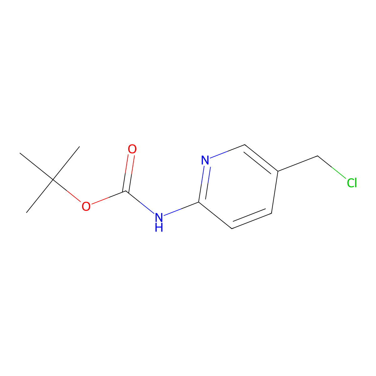 Tert-butyl (5-chloromethylpyridin-2-yl)carbamate molecular structure, CAS 1060801-28-6