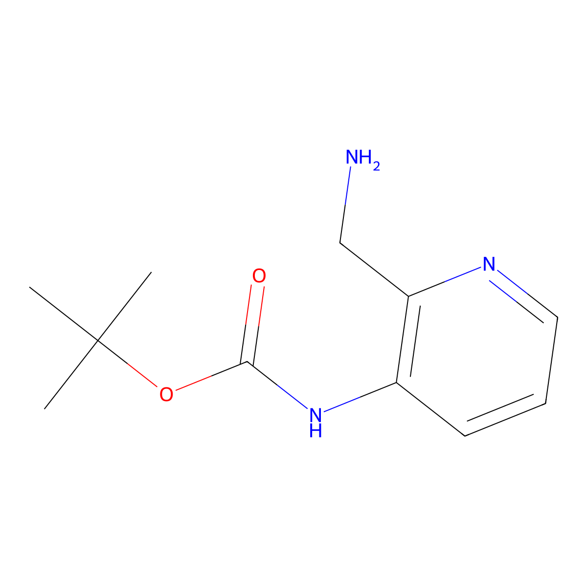 tert-Butyl (2-(aminomethyl)pyridin-3-yl)carbamate molecular structure, CAS 1060803-71-5