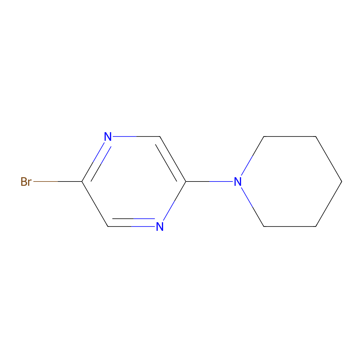 2-Bromo-5-(piperidin-1-yl)pyrazine molecular structure, CAS 1060803-86-2