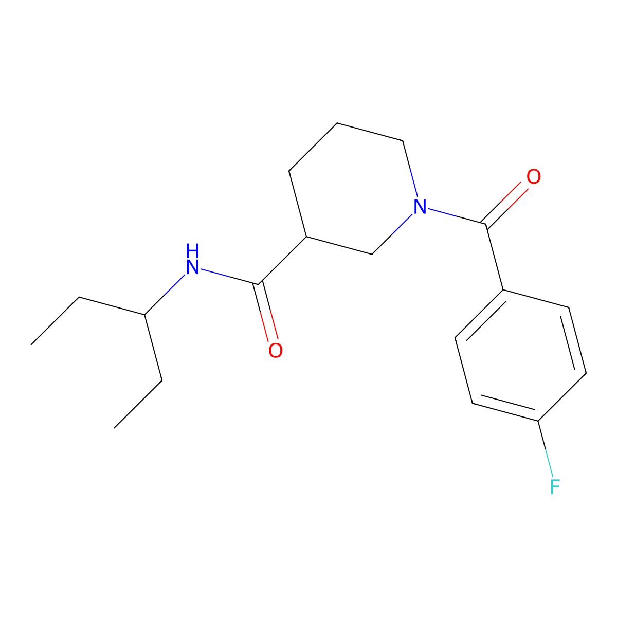 1-[(4-fluorophenyl)carbonyl]-N-(pentan-3-yl)piperidine-3-carboxamide molecular structure, CAS 1060807-52-4