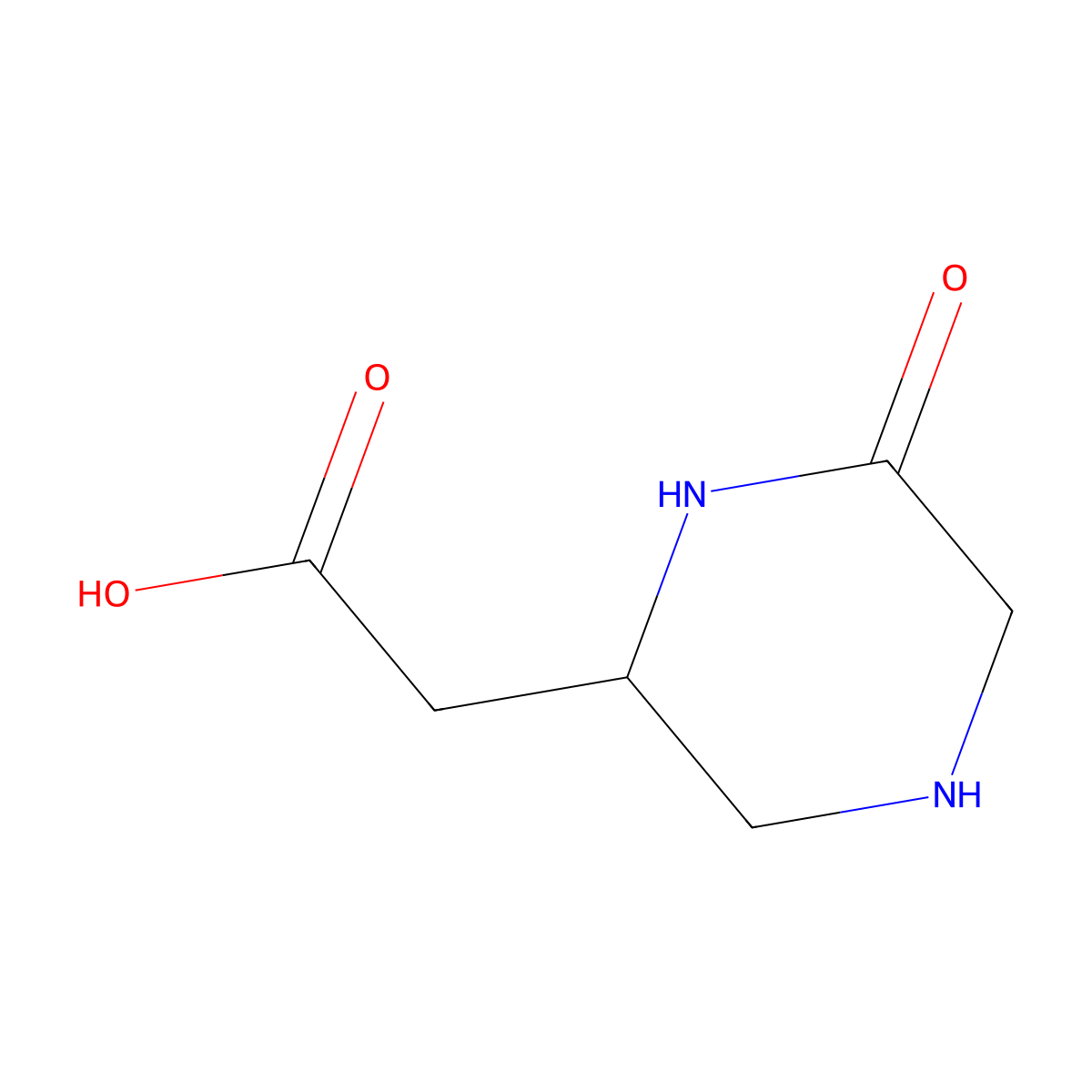 (6-Oxo-piperazin-2-YL)-acetic acid molecular structure, CAS 1060808-06-1