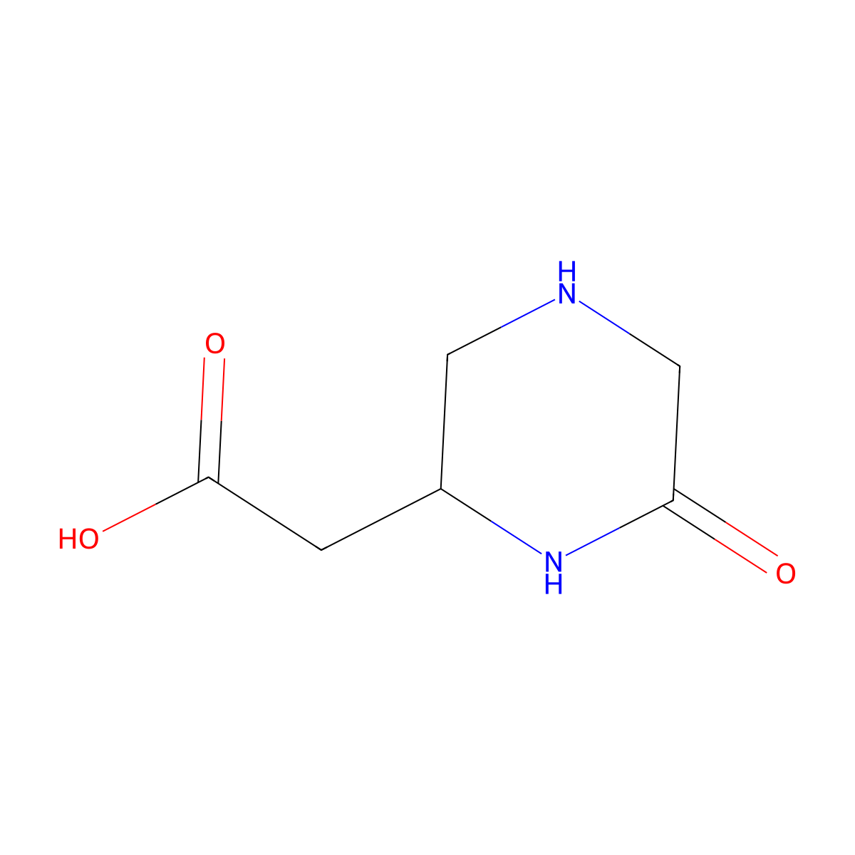 (6-Oxo-piperazin-2-YL)-acetic acid molecular structure, CAS 1060808-06-1