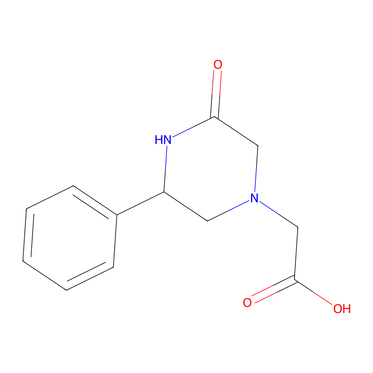 (3-Oxo-5-phenyl-piperazin-1-YL)-acetic acid molecular structure, CAS 1060808-34-5