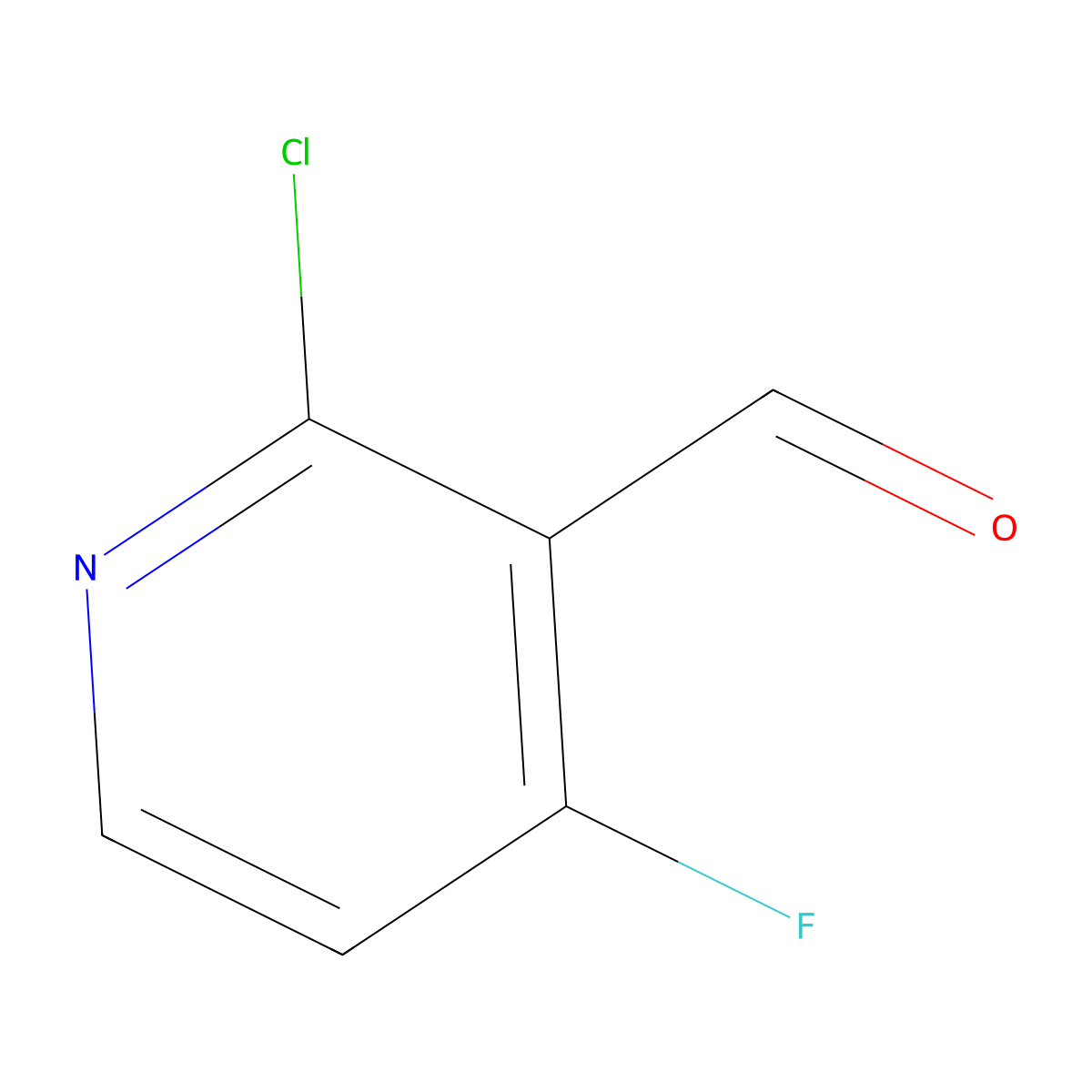 2-Chloro-4-fluoropyridine-3-carbaldehyde molecular structure, CAS 1060809-21-3
