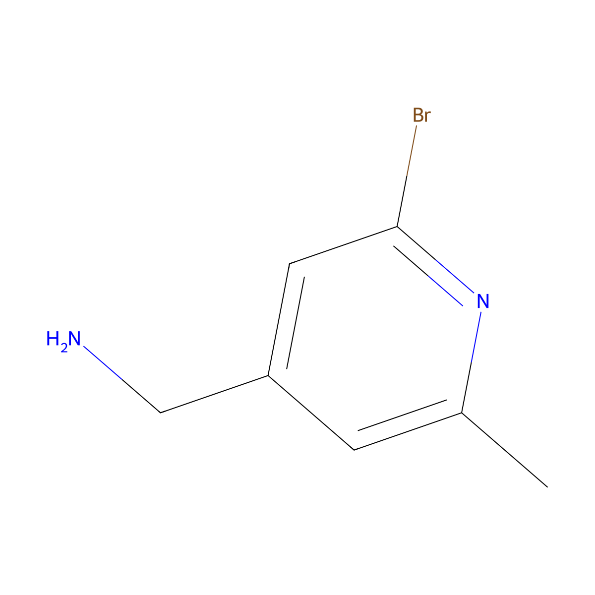 (2-Bromo-6-methylpyridin-4-YL)methanamine molecular structure, CAS 1060810-13-0