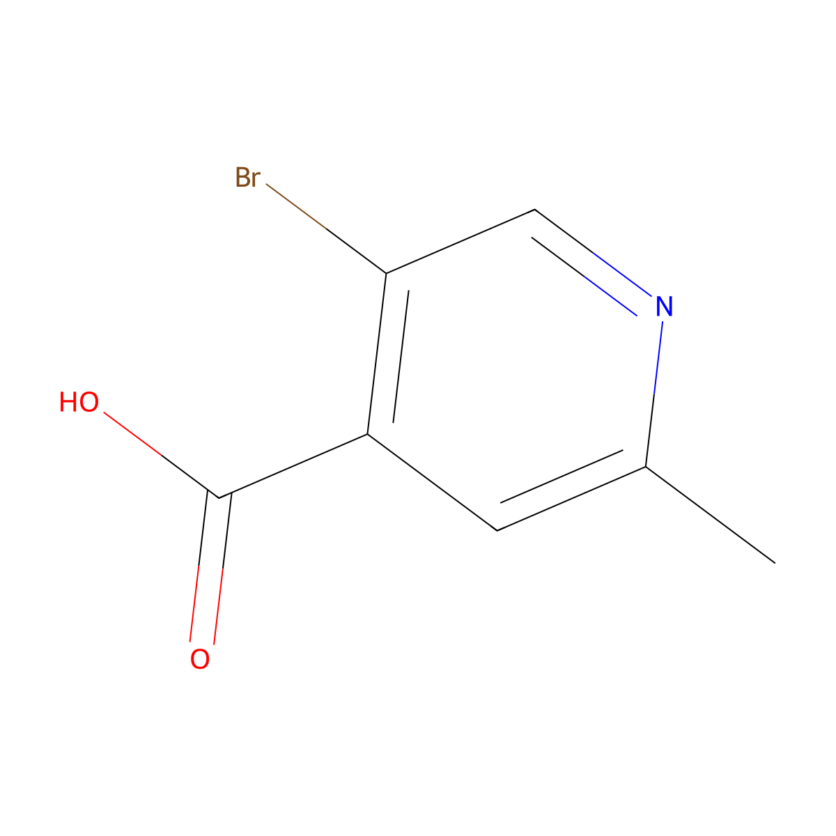 5-Bromo-2-methyl-4-pyridinecarboxylic acid molecular structure, CAS 1060810-16-3
