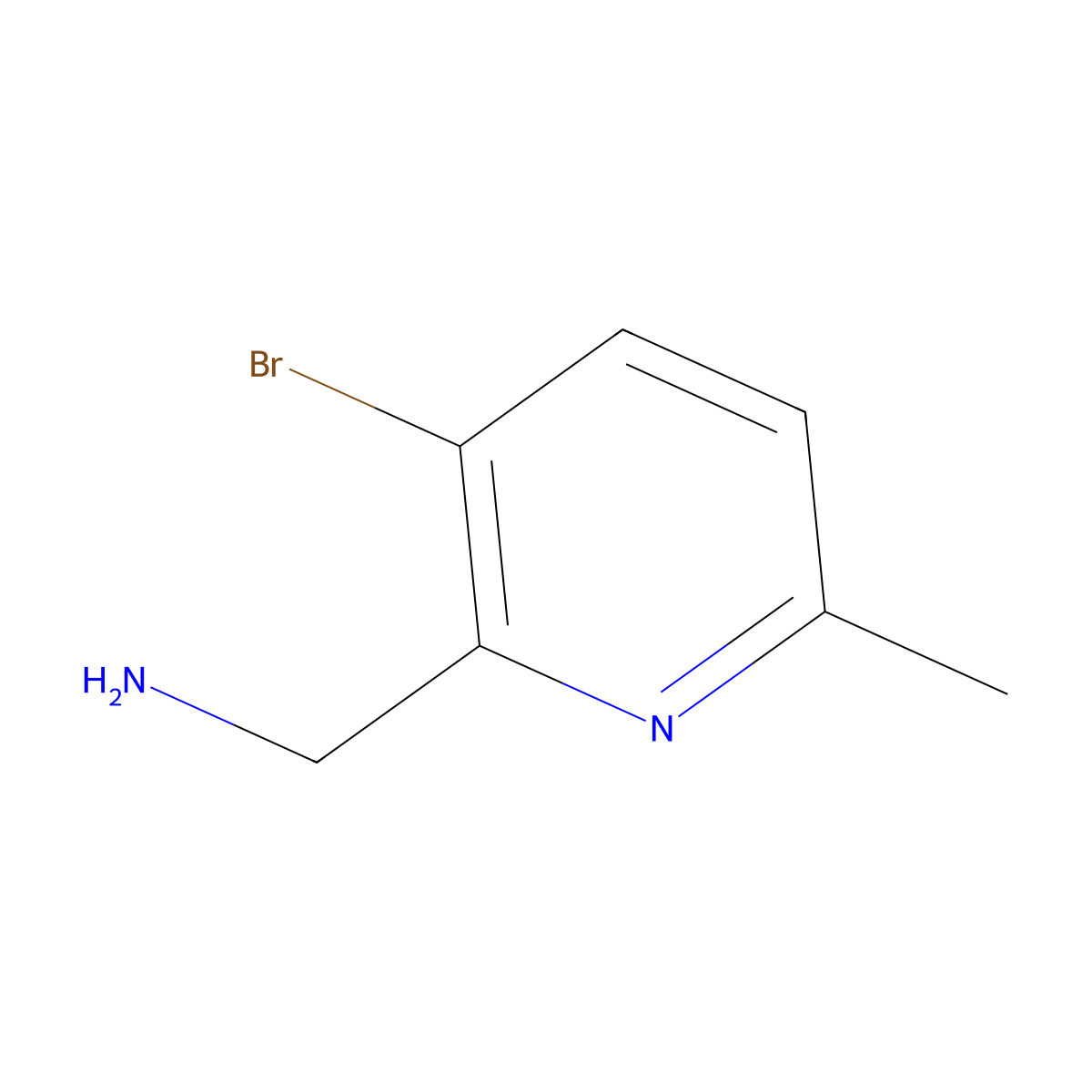 (3-Bromo-6-methylpyridin-2-YL)methanamine molecular structure, CAS 1060810-19-6