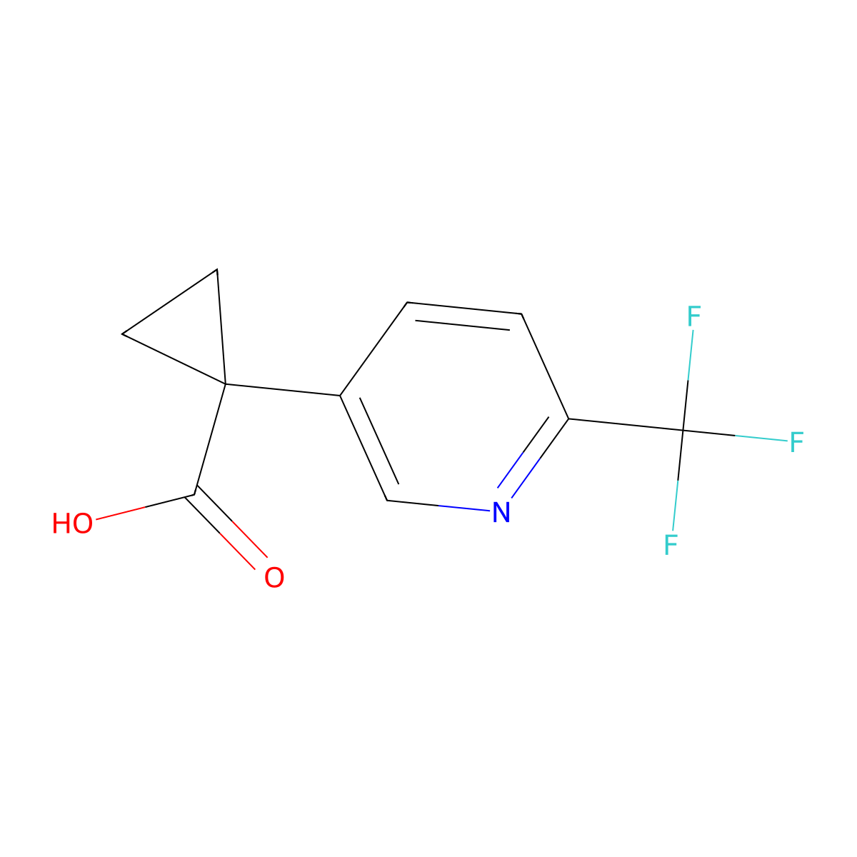 1-[6-(Trifluoromethyl)-3-pyridyl]cyclopropanecarboxylic acid molecular structure, CAS 1060811-01-9