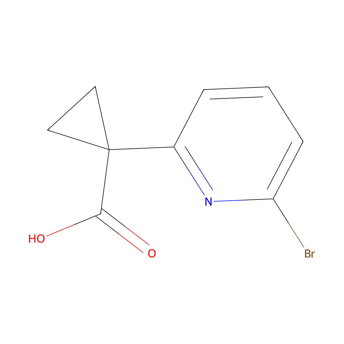 1-(6-Bromopyridin-2-YL)cyclopropane-1-carboxylic acid molecular structure, CAS 1060811-40-6