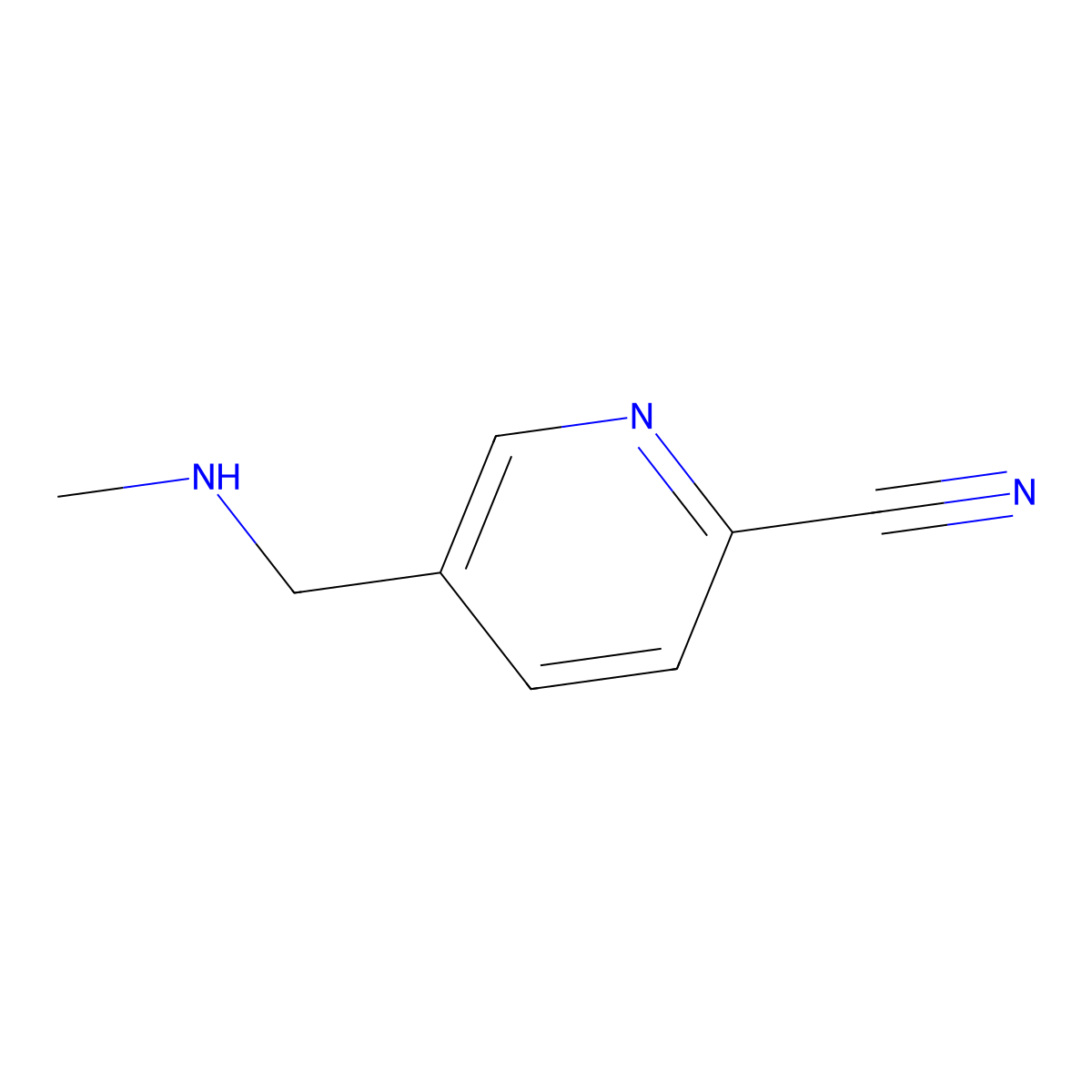 5-((Methylamino)methyl)picolinonitrile molecular structure, CAS 1060812-18-1