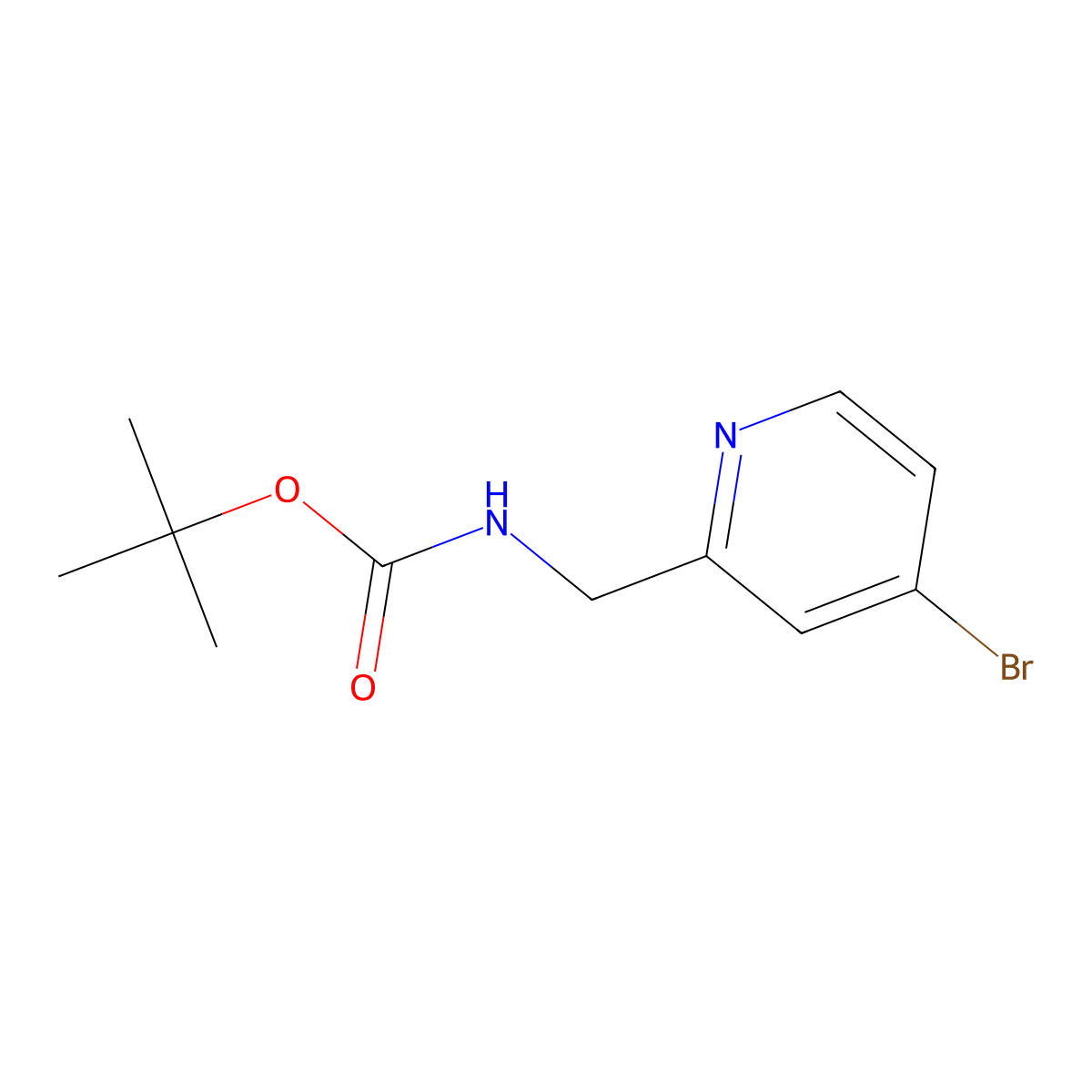tert-Butyl N-((4-bromopyridin-2-yl)methyl)carbamate molecular structure, CAS 1060813-12-8