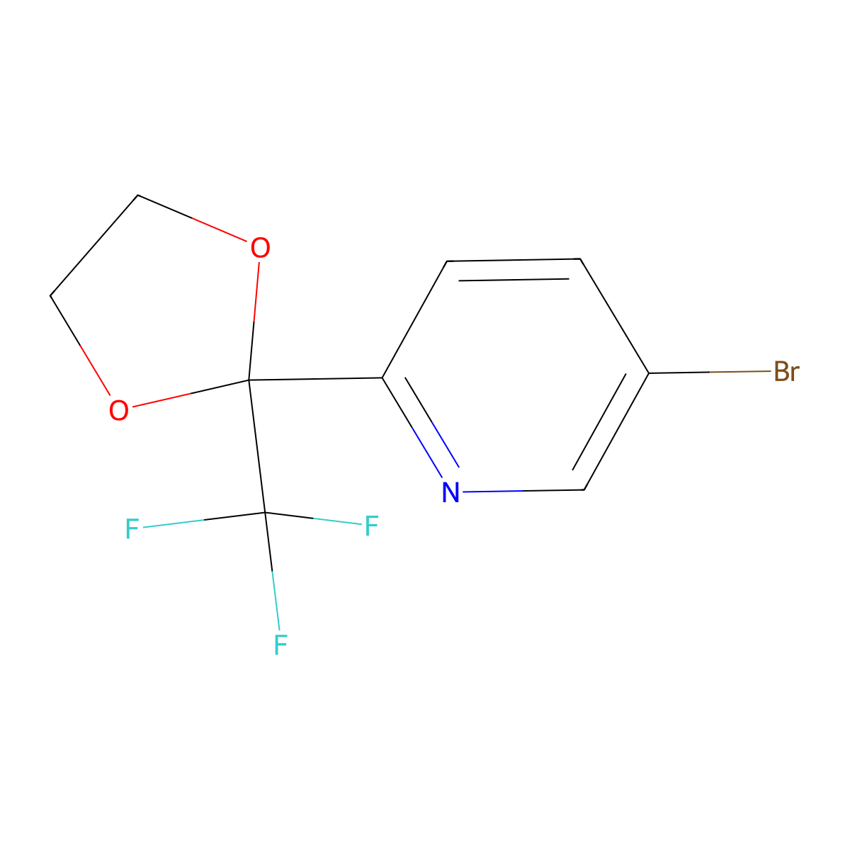 5-Bromo-2-[2-(trifluoromethyl)-1,3-dioxolan-2-yl]pyridine molecular structure, CAS 1060813-22-0