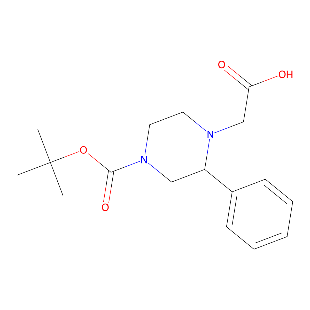 2-(4-(Tert-butoxycarbonyl)-2-phenylpiperazin-1-YL)acetic acid molecular structure, CAS 1060813-72-0