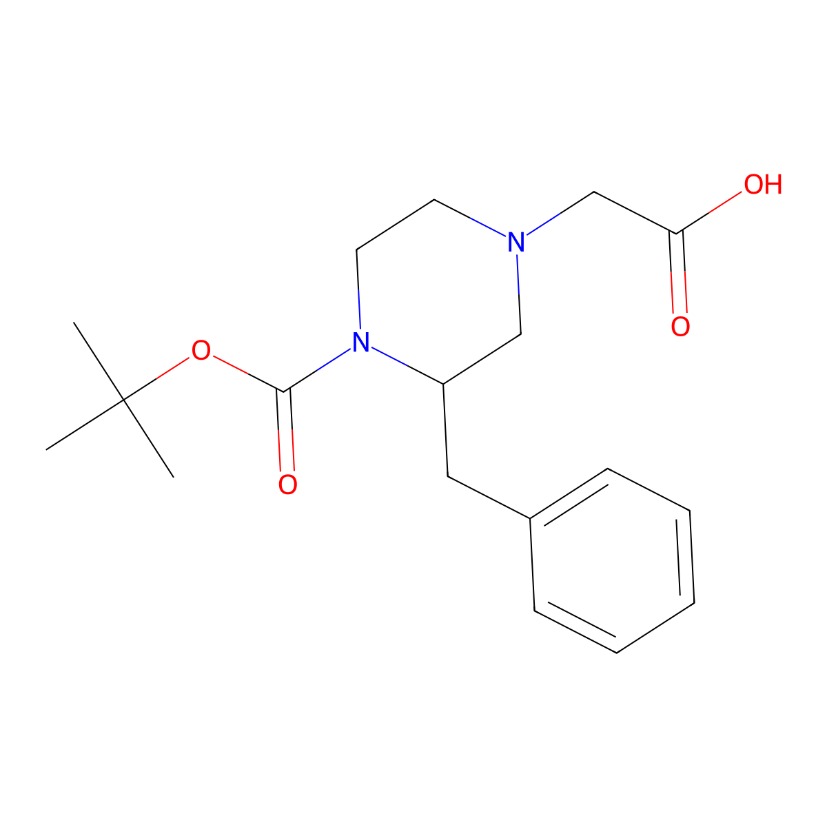 2-(3-Benzyl-4-(tert-butoxycarbonyl)piperazin-1-YL)acetic acid molecular structure, CAS 1060813-75-3