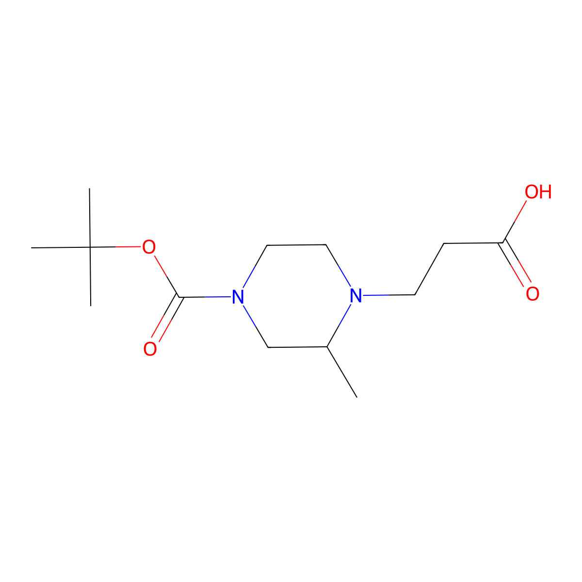3-(4-(Tert-butoxycarbonyl)-2-methylpiperazin-1-YL)propanoic acid molecular structure, CAS 1060813-93-5