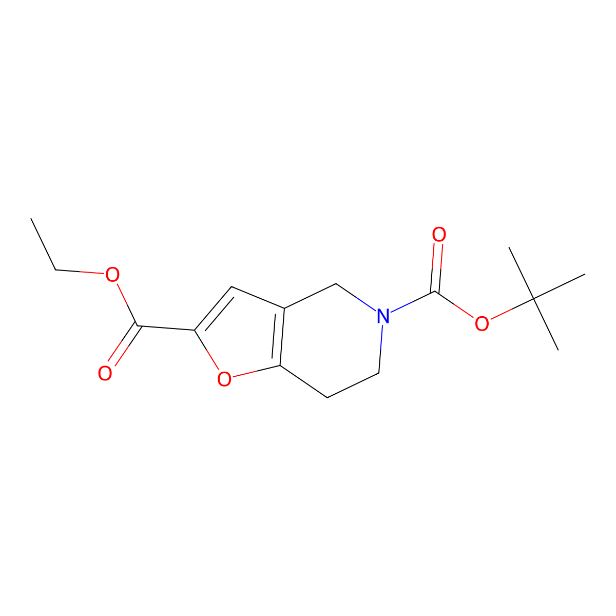 5-Tert-butyl 2-ethyl 6,7-dihydrofuro[3,2-C]pyridine-2,5(4H)-dicarboxylate molecular structure, CAS 1060814-36-9