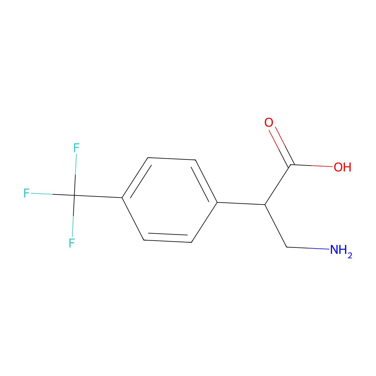 3-Amino-2-(4-(trifluoromethyl)phenyl)propanoic acid molecular structure, CAS 1060814-62-1