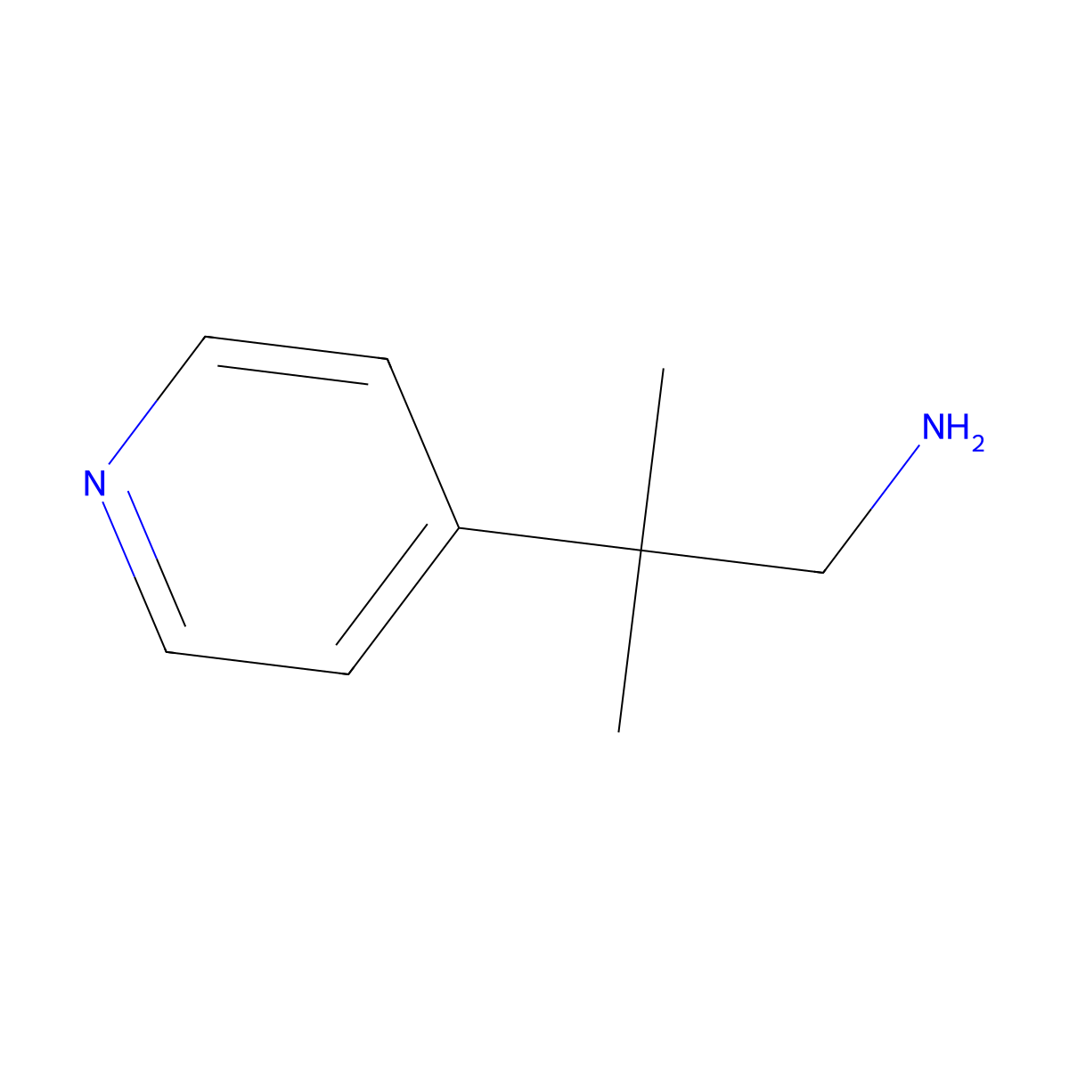 2-Methyl-2-(pyridin-4-yl)propan-1-amine molecular structure, CAS 1060815-29-3