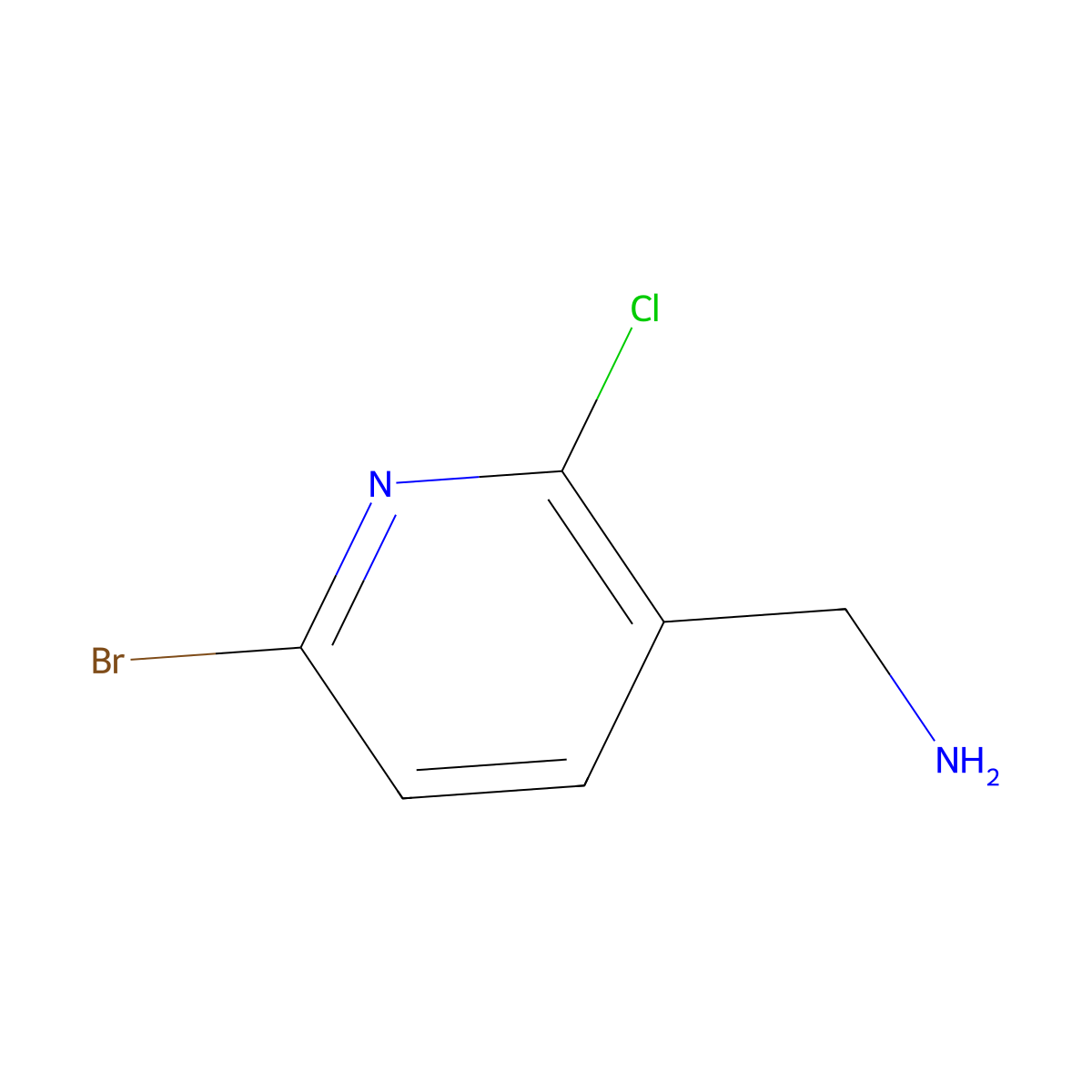 (6-Bromo-2-chloropyridin-3-YL)methanamine molecular structure, CAS 1060815-70-4