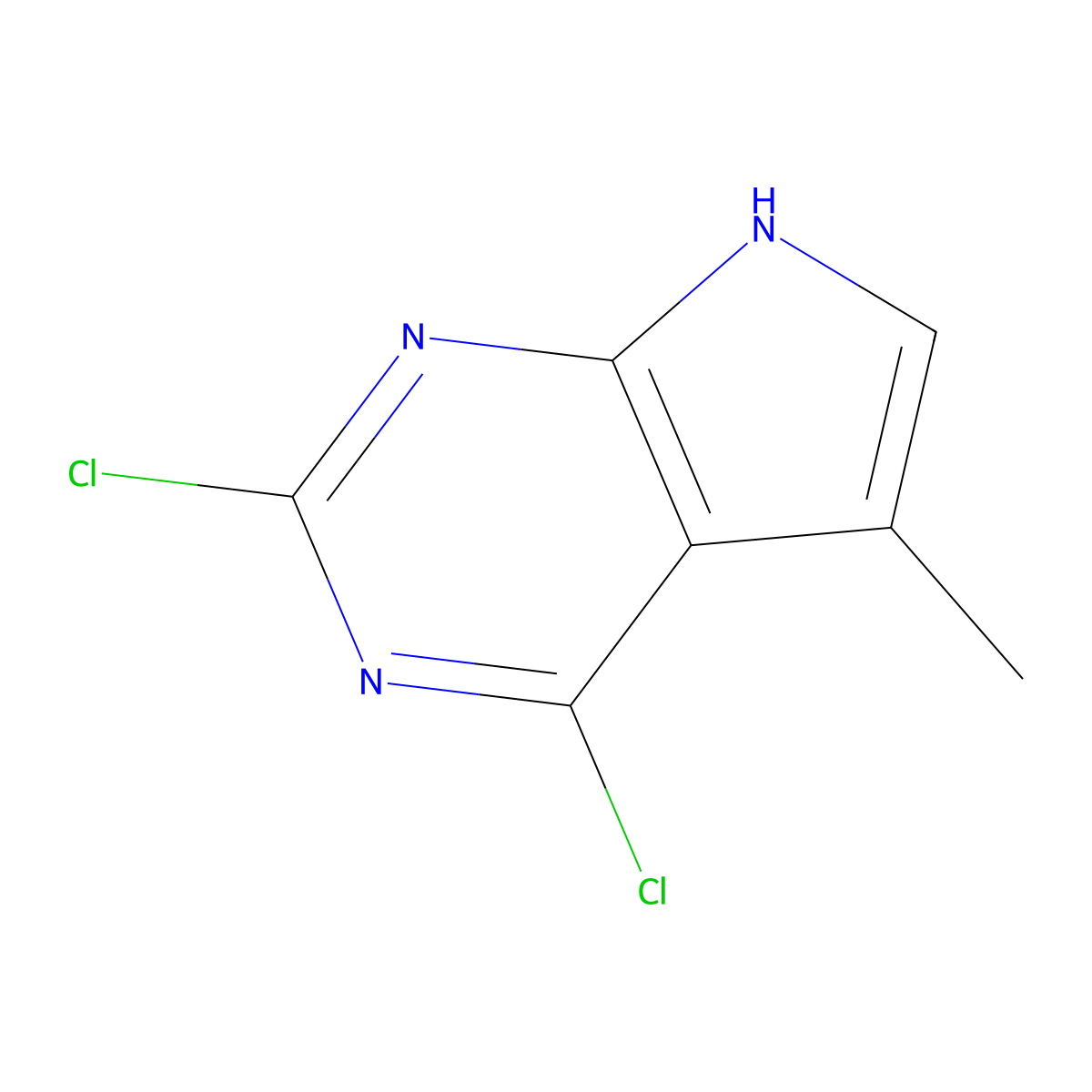 2,4-Dichloro-5-methyl-7H-pyrrolo(2,3-d)pyrimidine molecular structure, CAS 1060815-86-2