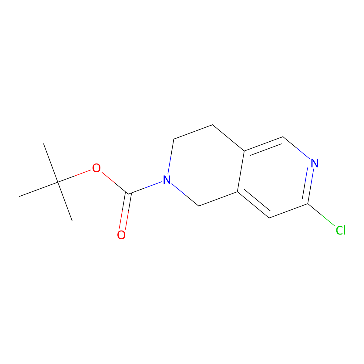 Tert-butyl 7-chloro-3,4-dihydro-2,6-naphthyridine-2(1H)-carboxylate molecular structure, CAS 1060816-50-3