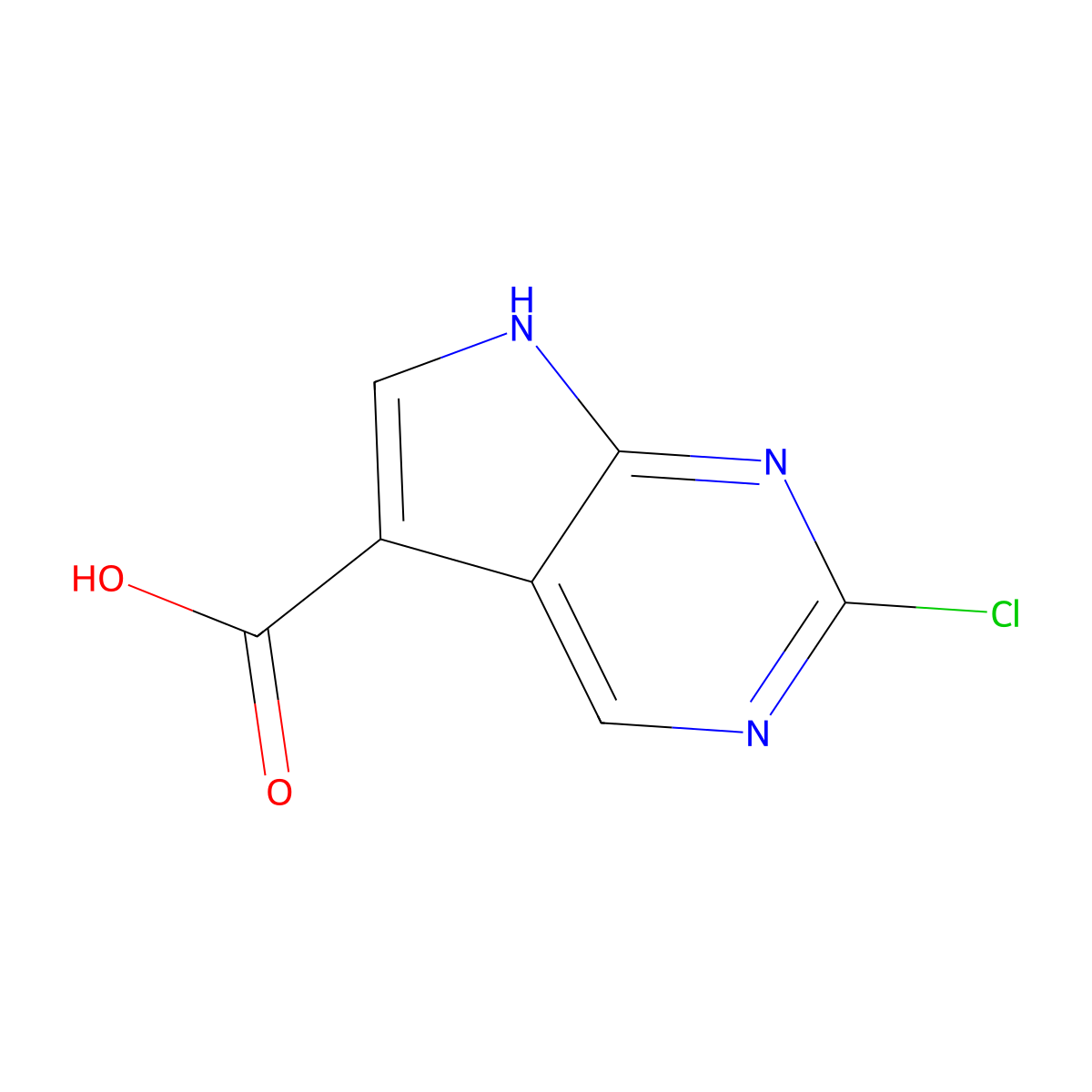 2-Chloro-7H-pyrrolo[2,3-d]pyrimidine-5-carboxylic acid molecular structure, CAS 1060816-55-8