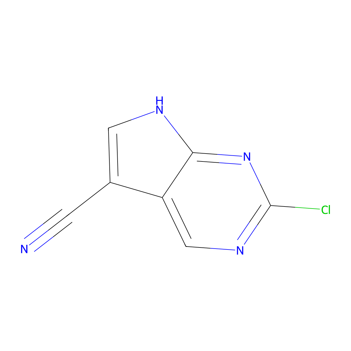 2-Chloro-7H-pyrrolo[2,3-D]pyrimidine-5-carbonitrile molecular structure, CAS 1060816-60-5