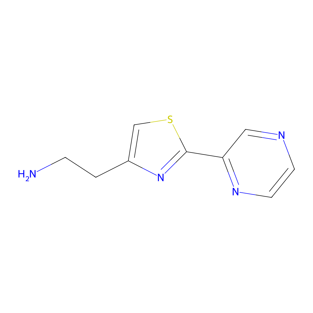 2-(2-Pyrazin-2-yl-1,3-thiazol-4-yl)ethanamine molecular structure, CAS 1060817-06-2