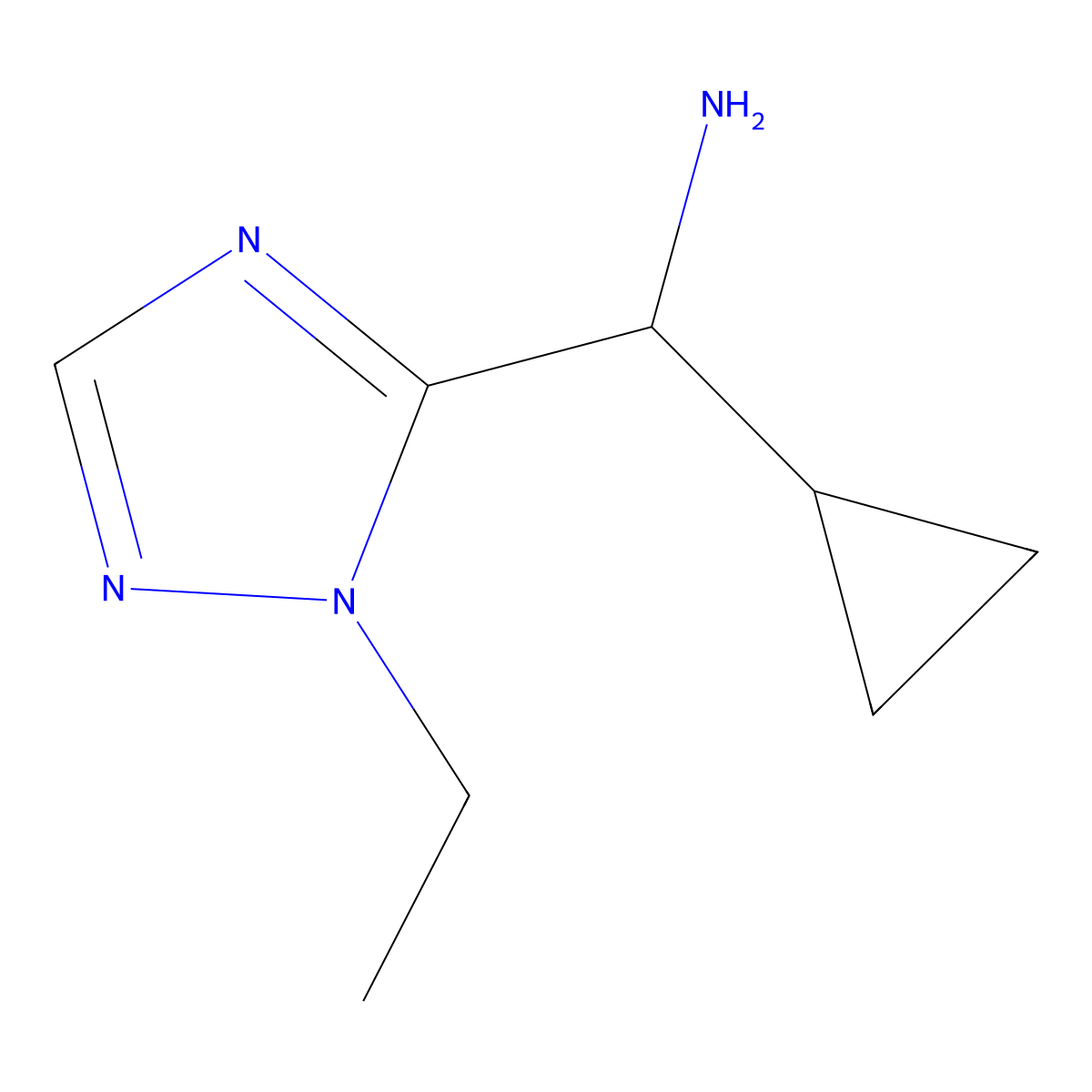 1-Cyclopropyl-1-(1-ethyl-1H-1,2,4-triazol-5-YL)methanamine molecular structure, CAS 1060817-20-0