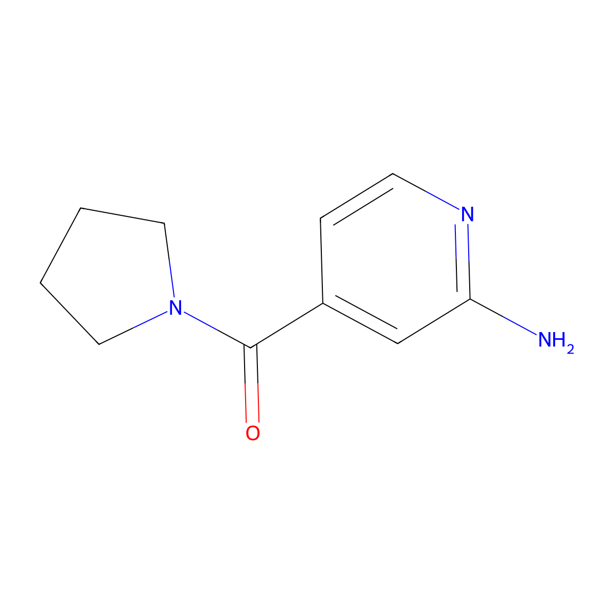 (2-Aminopyridin-4-yl)(pyrrolidin-1-yl)methanone molecular structure, CAS 1060817-34-6