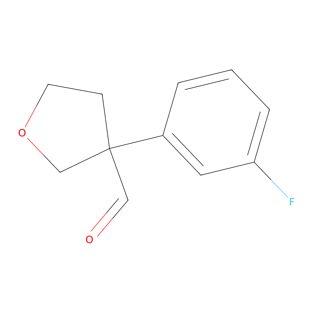 3-(3-Fluorophenyl)tetrahydro-3-furancarbaldehyde molecular structure, CAS 1060817-40-4