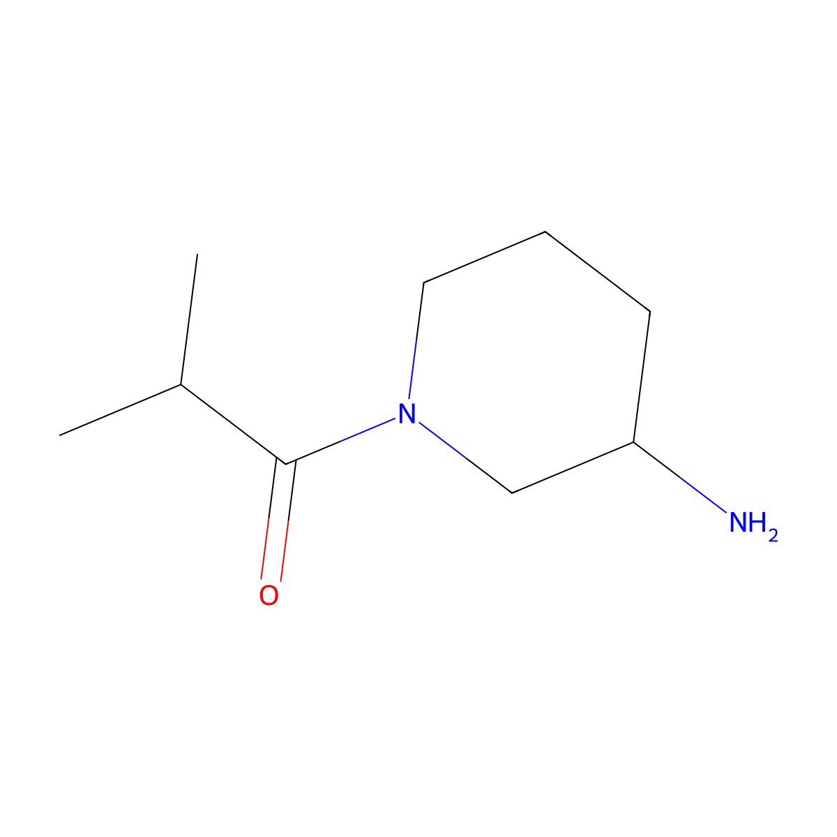 1-(3-Aminopiperidin-1-yl)-2-methylpropan-1-one molecular structure, CAS 1060817-46-0