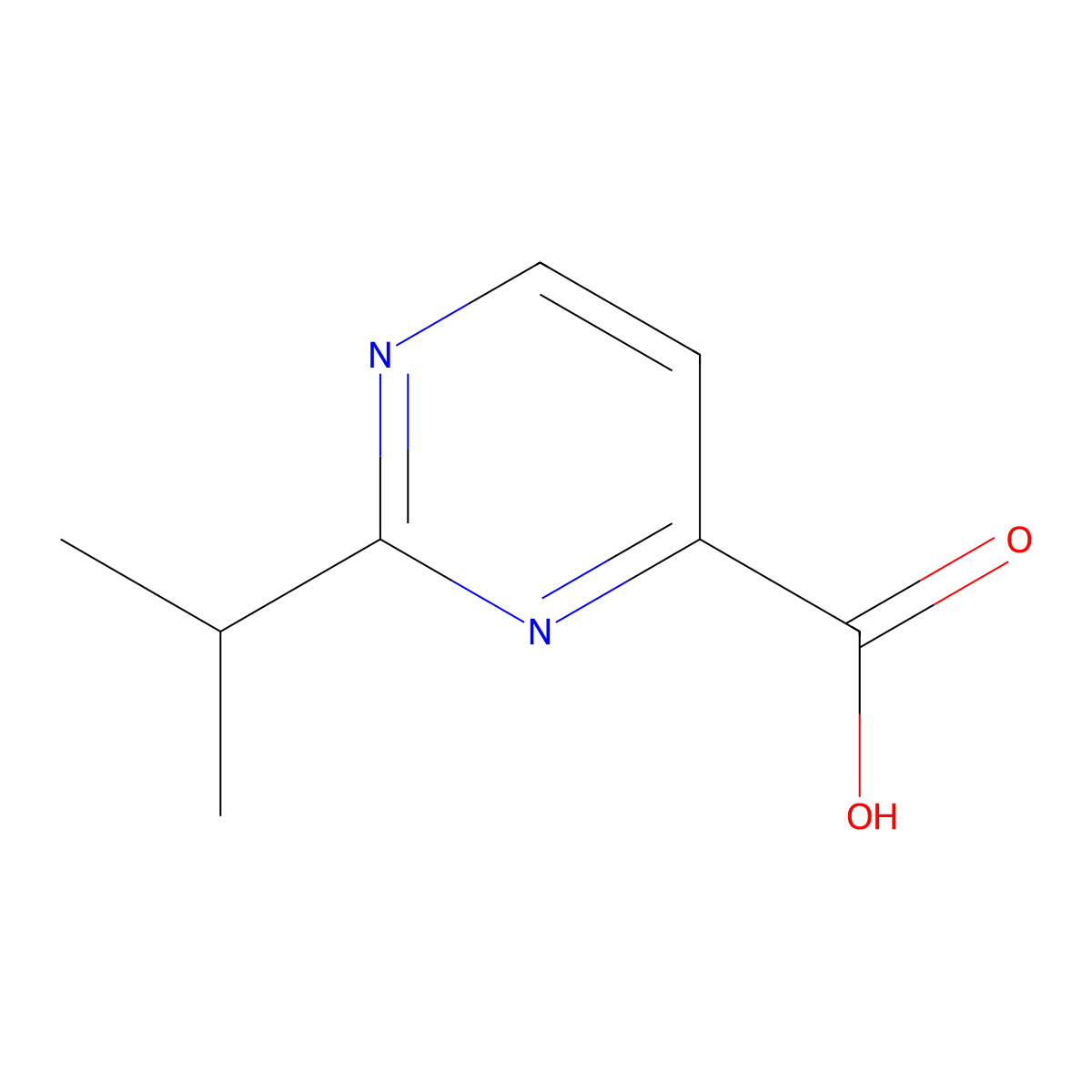 2-(Propan-2-yl)pyrimidine-4-carboxylic acid molecular structure, CAS 1060817-57-3