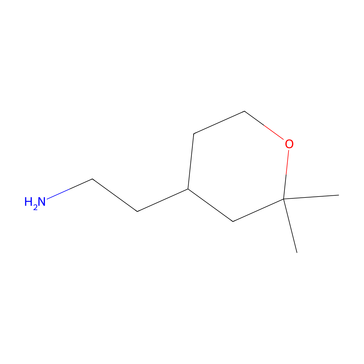 2-(2,2-dimethyltetrahydro-2H-pyran-4-yl)ethanamine molecular structure, CAS 1060817-65-3