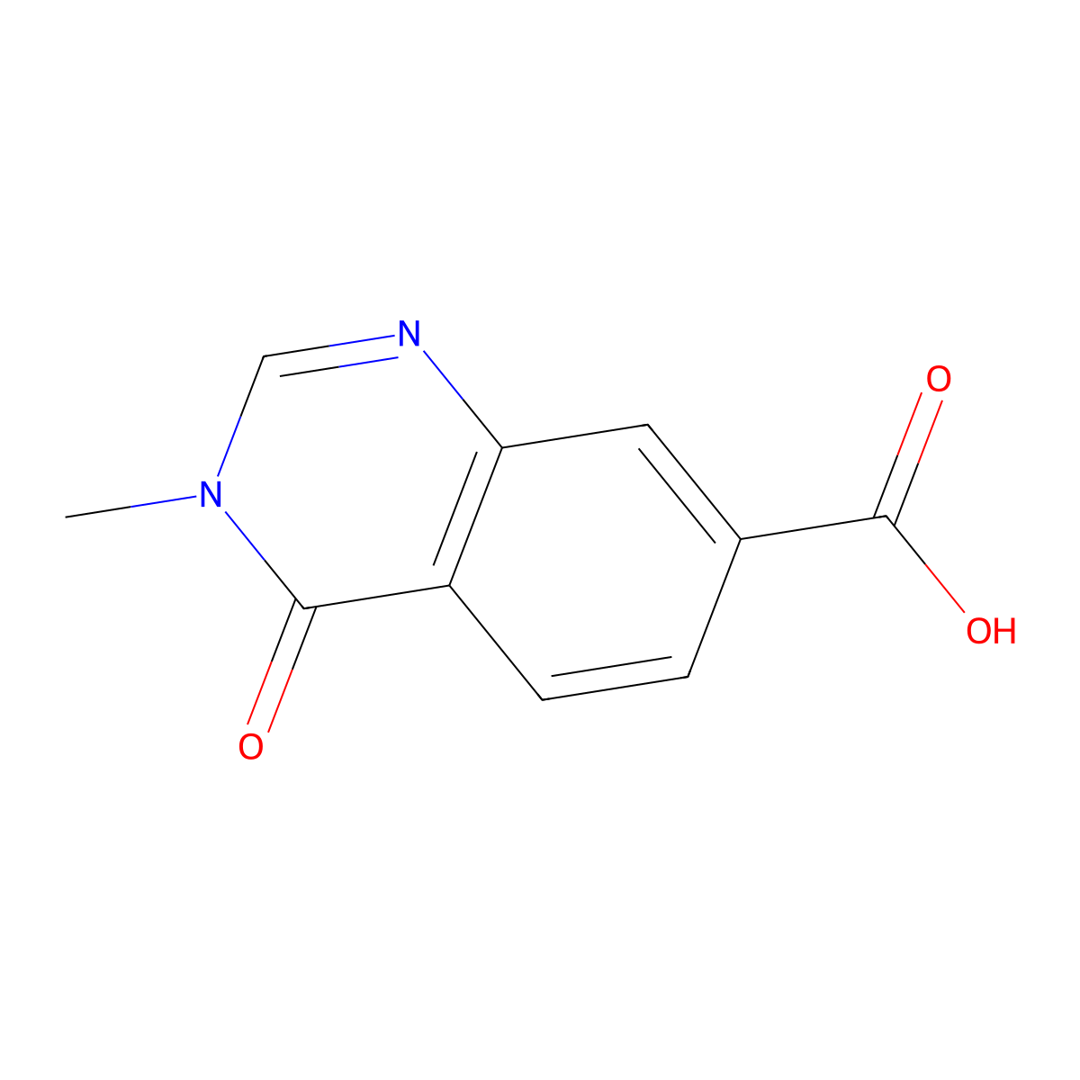 3-Methyl-4-oxo-3,4-dihydro-7-quinazolinecarboxylic acid molecular structure, CAS 1060817-67-5