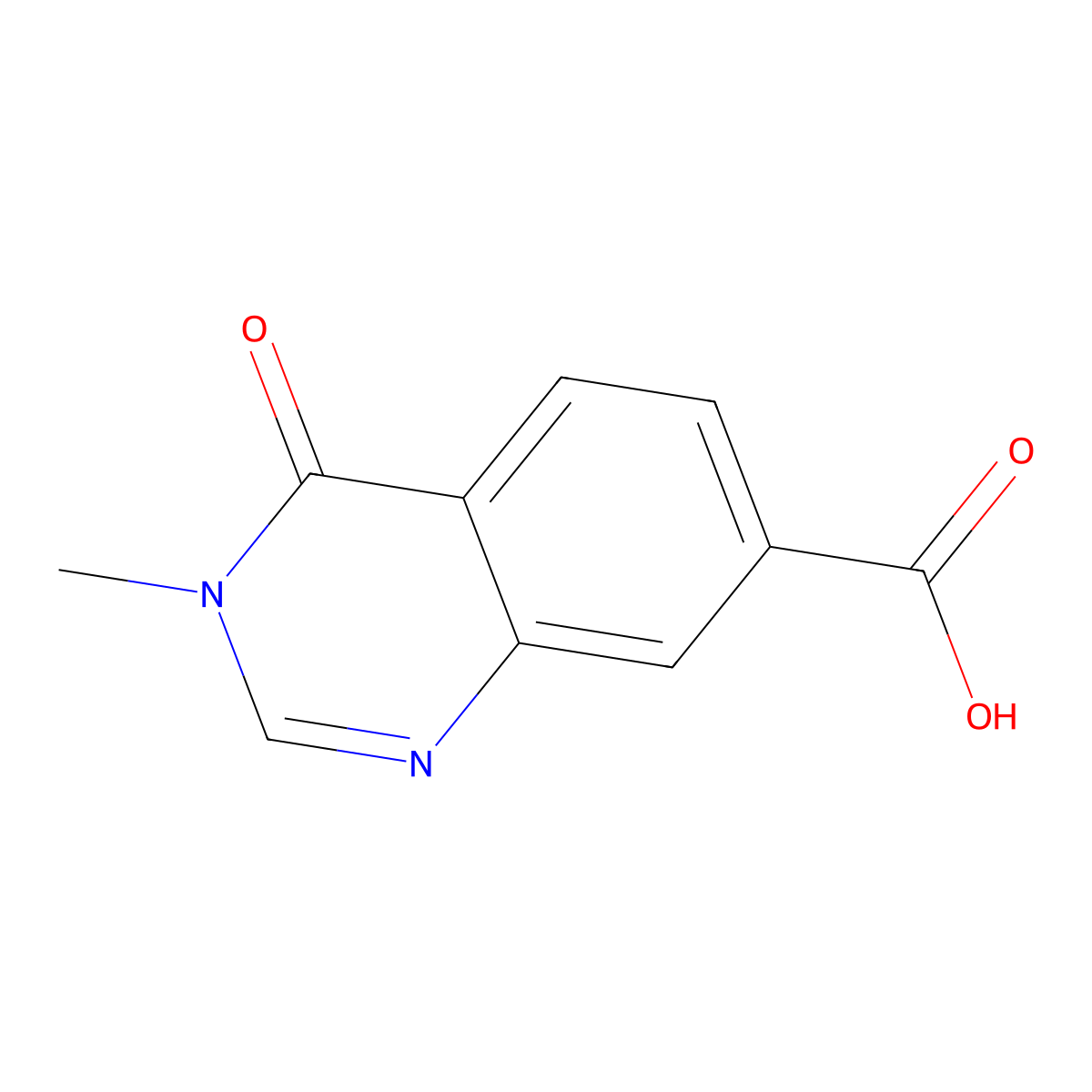 3-Methyl-4-oxo-3,4-dihydro-7-quinazolinecarboxylic acid molecular structure, CAS 1060817-67-5