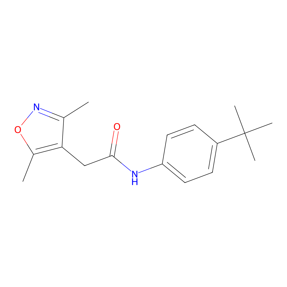 N-(4-tert-butylphenyl)-2-(3,5-dimethyl-1,2-oxazol-4-yl)acetamide molecular structure, CAS 1060936-38-0