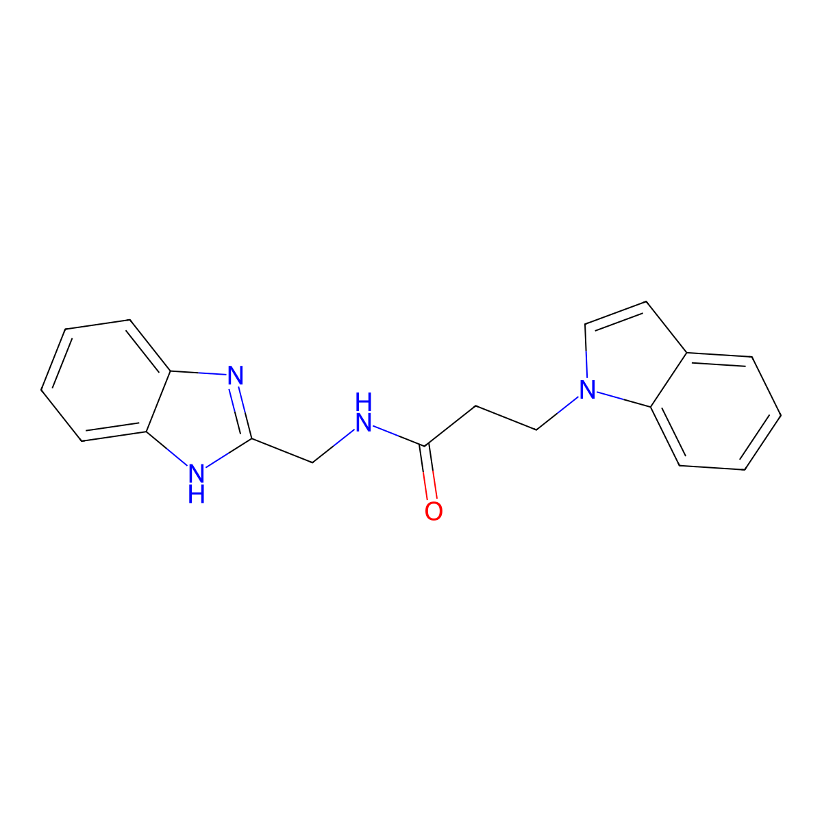 N-(1H-benzimidazol-2-ylmethyl)-3-(1H-indol-1-yl)propanamide molecular structure, CAS 1060936-81-3