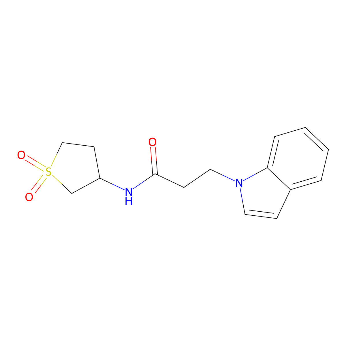 N-(1,1-dioxidotetrahydrothiophen-3-yl)-3-(1H-indol-1-yl)propanamide molecular structure, CAS 1060959-91-2