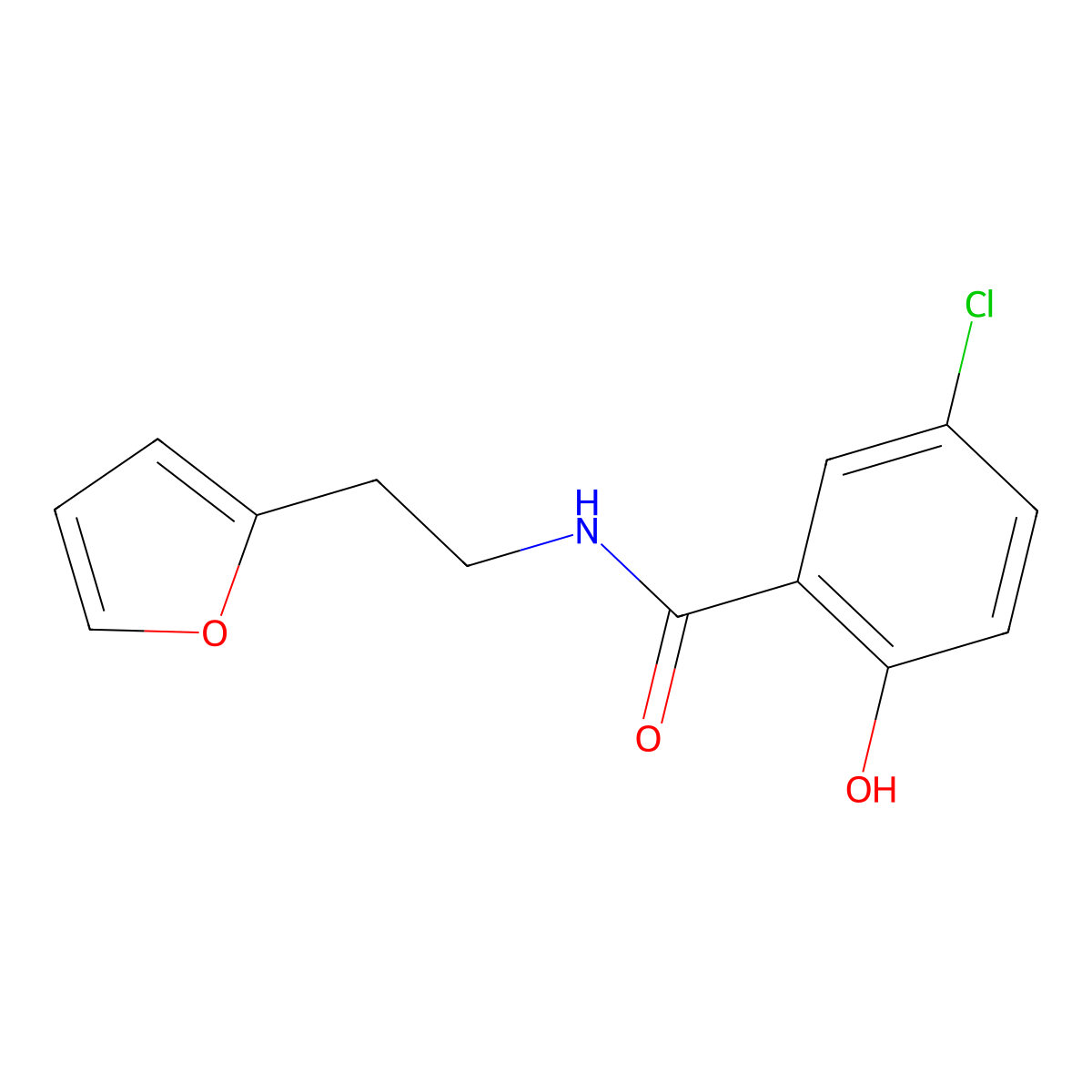 5-Chloro-N-(2-(furan-2-yl)ethyl)-2-hydroxybenzamide molecular structure, CAS 1060971-98-3