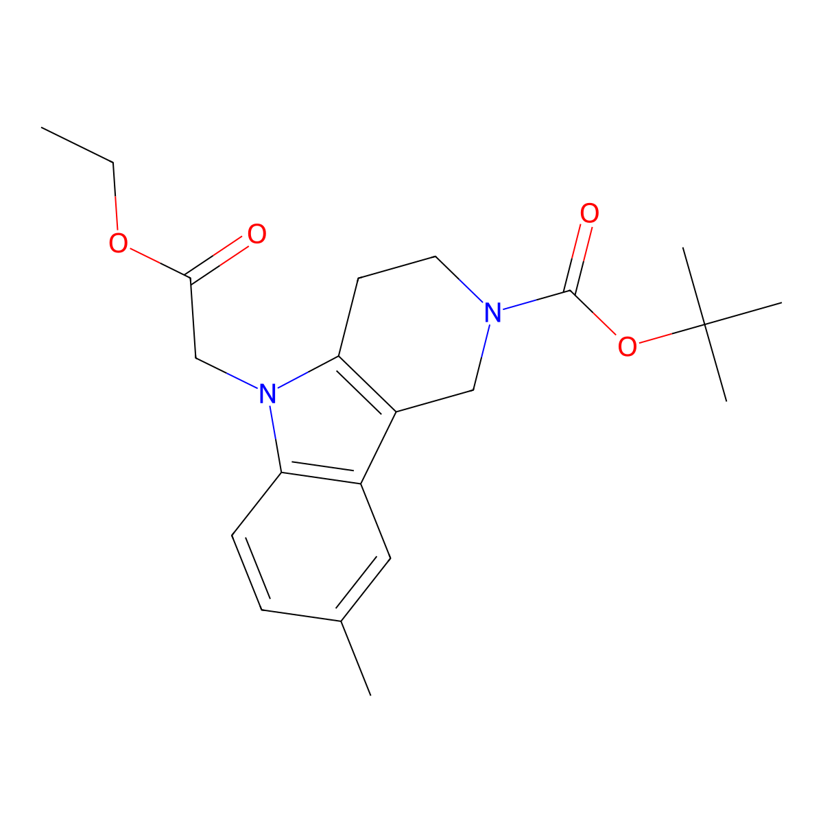 tert-Butyl 5-(2-ethoxy-2-oxoethyl)-8-methyl-1,3,4,5-tetrahydro-2H-pyrido[4,3-b]indole-2-carboxylate molecular structure, CAS 1060979-19-2
